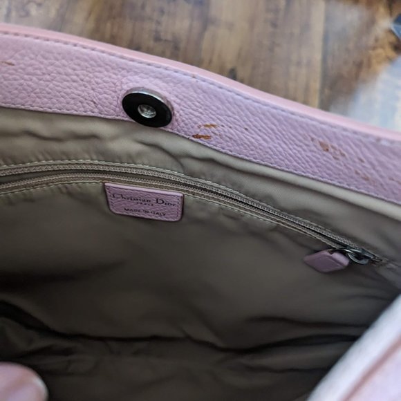 Vintage Dior Diorissimo Handbag with canvas beige and pink leather - Picture 4 of 16